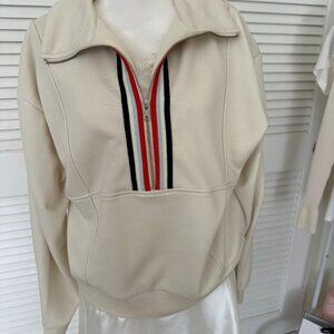 Evereve Chelsea Half Zip Sweatshirt L White/Multi